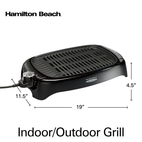 Hamilton Beach® 8 Serving Indoor & Outdoor Smokeless Grill Adjustable Temperature Control Black